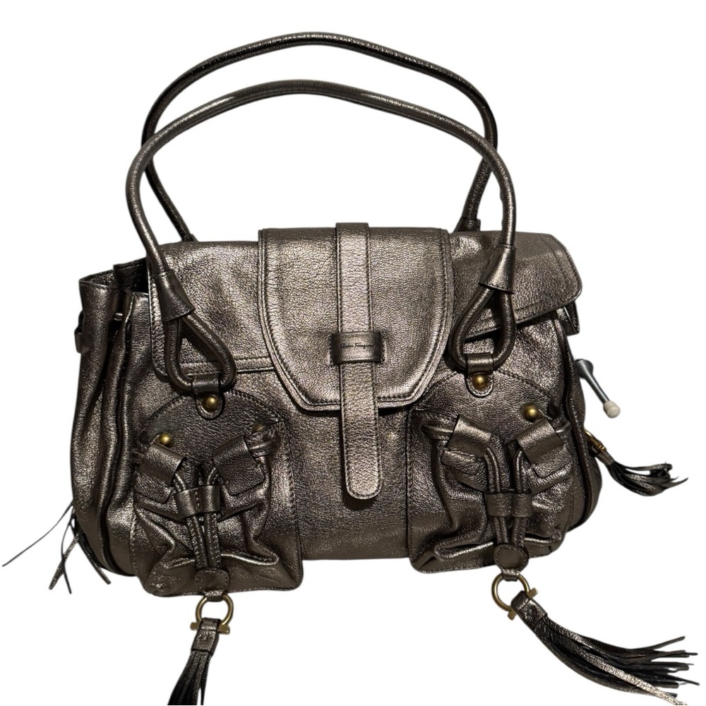 Vintage Salvatore Ferragamo Gunmetal Metallic Handbag